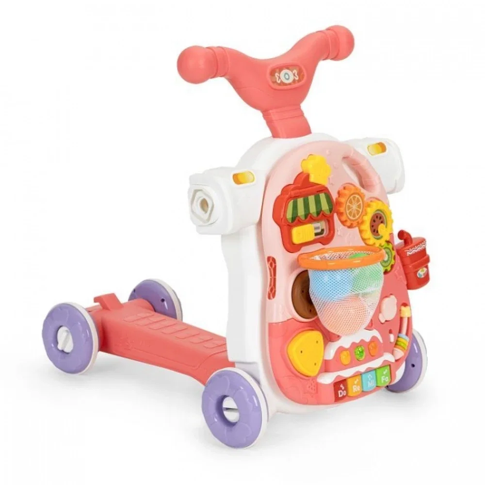 Antemergator educational 4 in 1 (antemergator, masuta, trotineta, bicicleta) Huanger - Roz 12 luni+ [4]