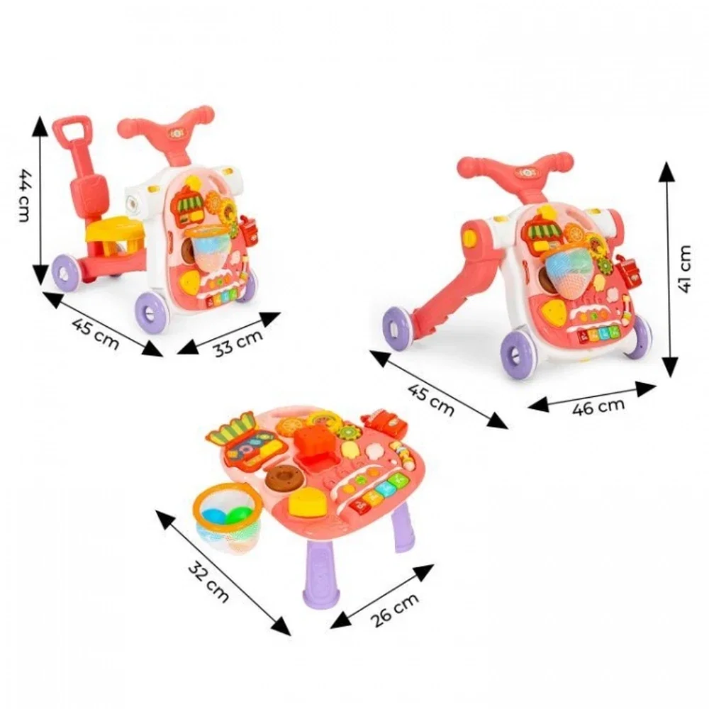Antemergator educational 4 in 1 (antemergator, masuta, trotineta, bicicleta) Huanger - Roz 12 luni+ [3]