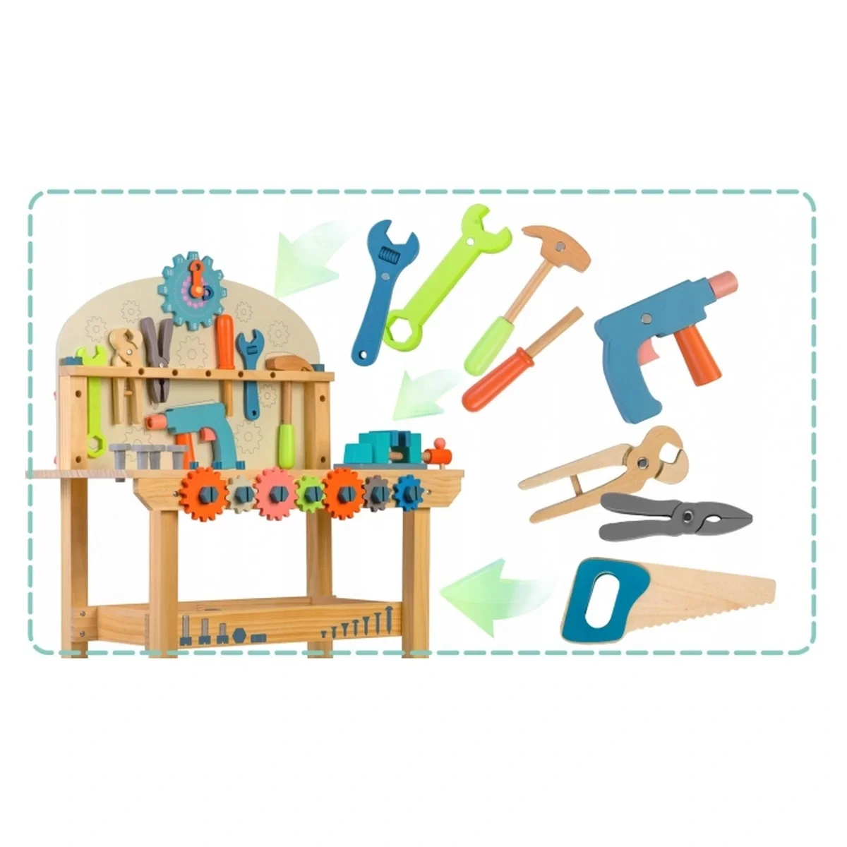 Atelier de lucru din lemn cu accesorii incluse, 60 x 30 x 75.5 cm, Ricokids 3 ani+ [6]