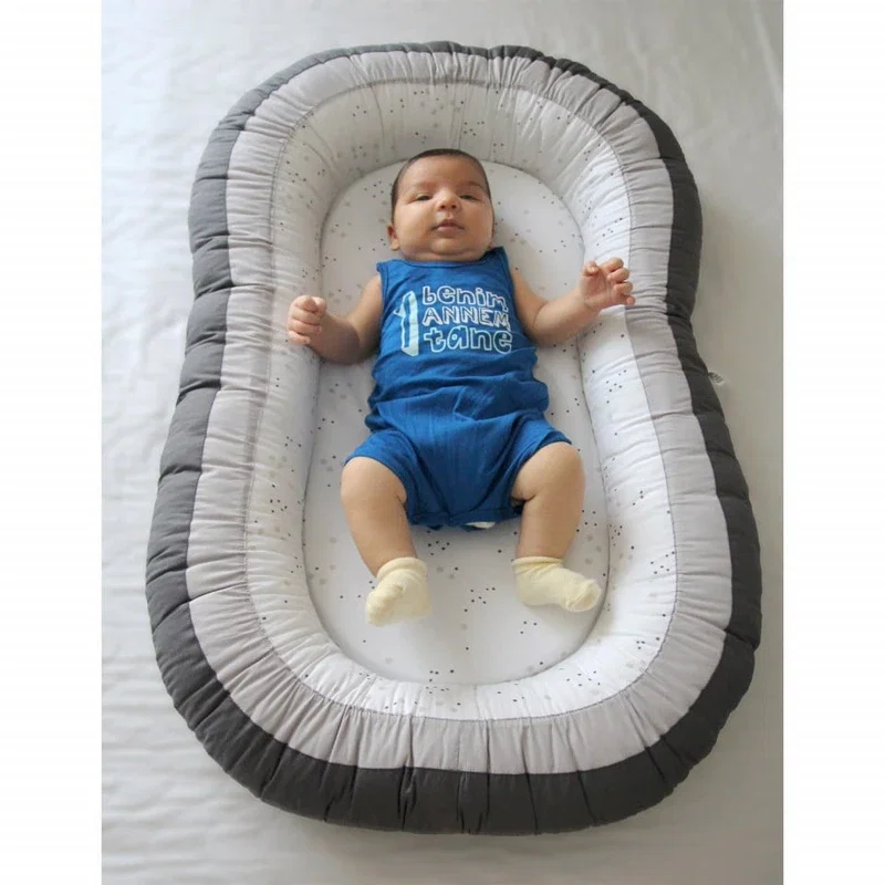Babynest cu 2 fete BabyJem Luxury Between Parents, Gri 0 luni + [2]