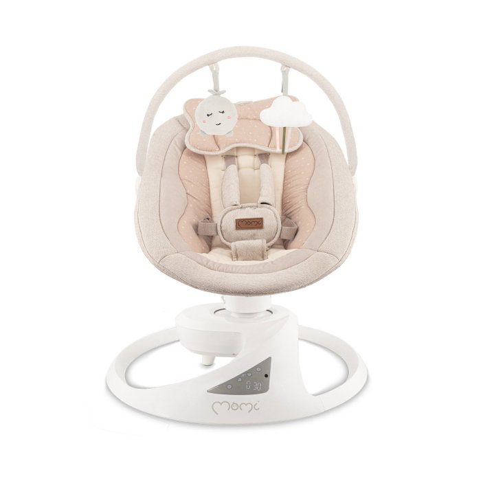 Balansoar electric pentru bebelusi cu sezut rotativ 360 grade , Momi Pearl - Beige [2]