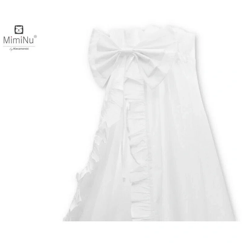 Baldachin din tull pentru patut, cu funda si volan, 210x145 cm - Alb MimiNu [2]