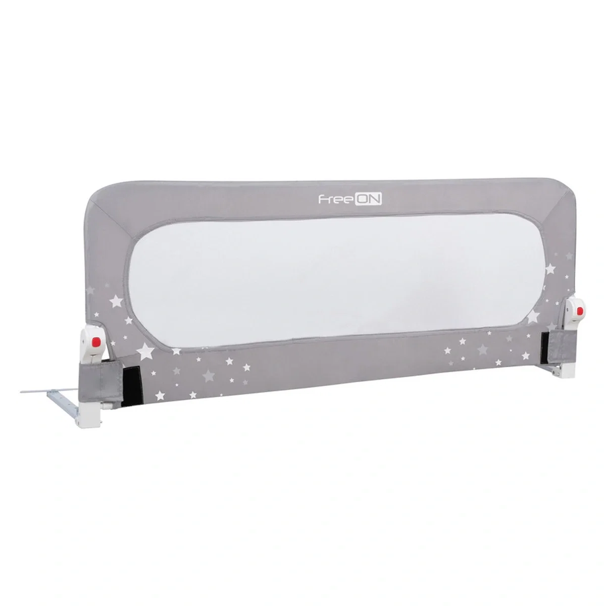 Bariera de protectie pentru pat bebe, Rabatabila, Instalare usoara, Dimensiune 135 x 57 cm, FreeON, Little Stars, Grey [1]