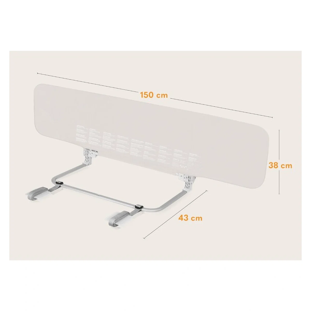Bariera de protectie pentru pat, Lionelo, Lora XL, Pliabila, 150x46 cm, Bej 18 luni [22]
