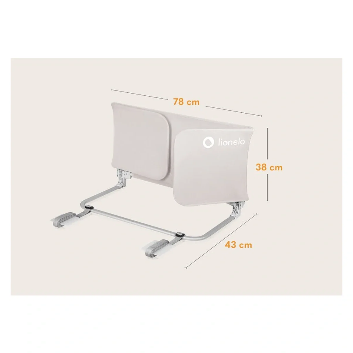 Bariera de protectie pentru pat, Lionelo, Lora XL, Pliabila, 150x46 cm, Bej 18 luni [23]