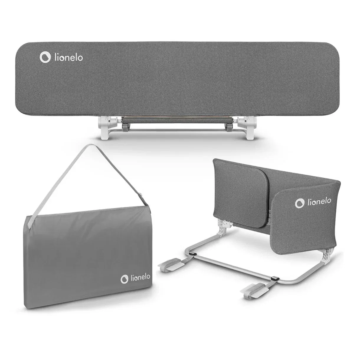 Bariera de protectie pentru pat, Lionelo, Lora XL, Pliabila, Sistem de blocare StandSafe, Geanta de transport inclusa, [19]