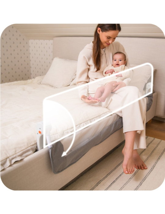 Bariera de siguranta rabatabila pentru pat, 150 x 43 x 36 cm, Momi Lexi Plus - Beige [6]