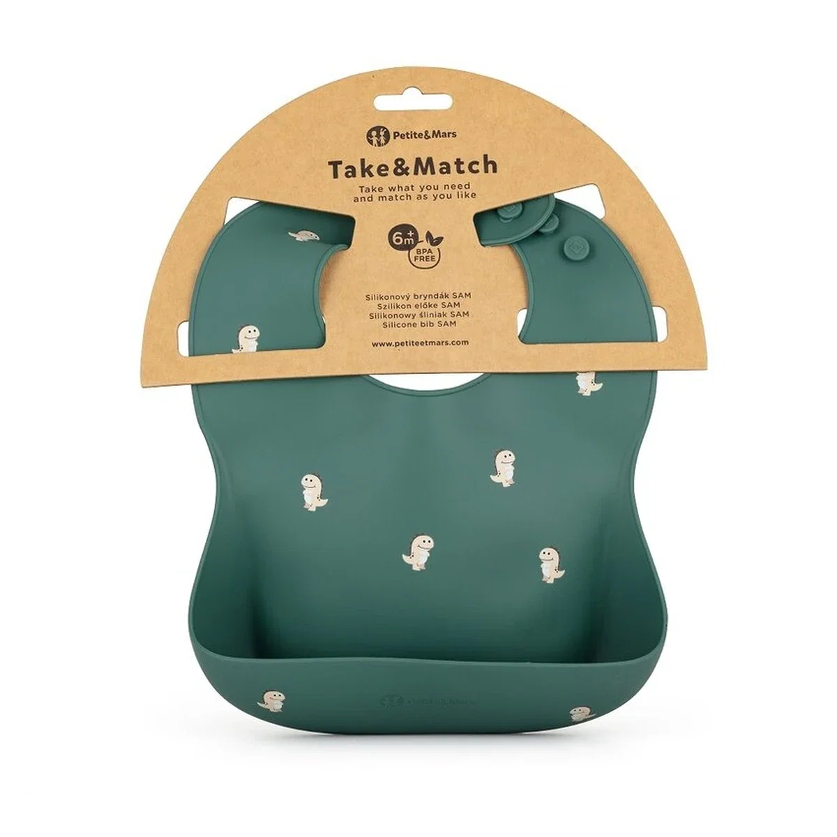 Baveta moale Take&Match, Reglabil, Cu buzunar colector, Silicon, Fara BPA, 6 luni+ Verde* Petite&Mars [3]