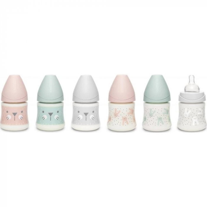 Biberon 150 ml Hygge Suavinex cu tetina rotunda din silicon, debit lent, iepuras verde 0 luni [7]