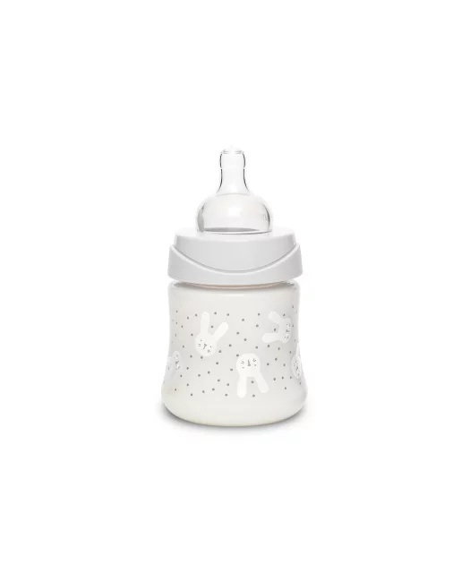 Biberon 150 ml Hygge Suavinex cu tetina rotunda din silicon, debit lent, iepuras verde 0 luni [3]