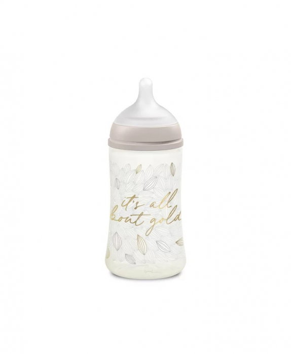 Biberon 270 ml tetină fiziologică SX Pro cu debit mediu Gri Gold Premium Suavinex 3 luni [2]