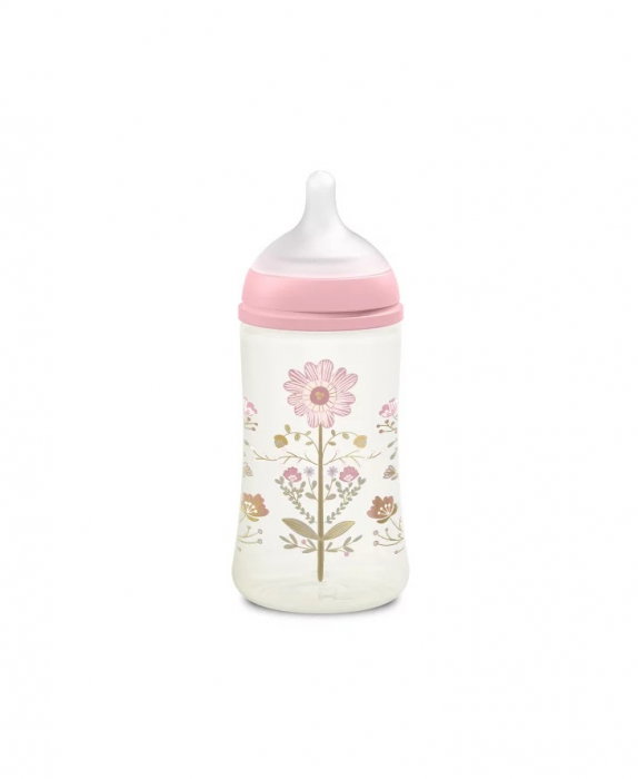 Biberon 270 ml tetină fiziologică SX Pro cu debit mediu Roz Gold Premium Suavinex 3 luni [2]