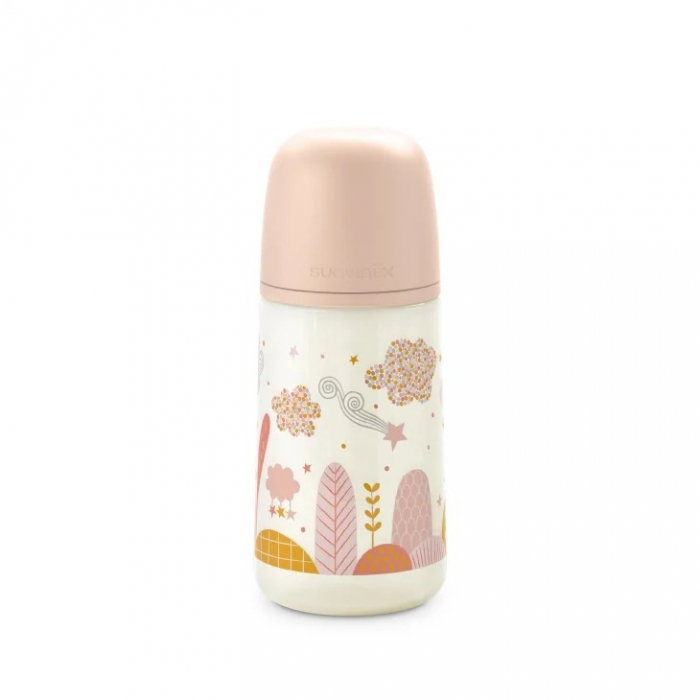 Biberon 270 ml tetină fiziologică SX Pro debit mediu piersică Dreams Suavinex 3 luni [1]