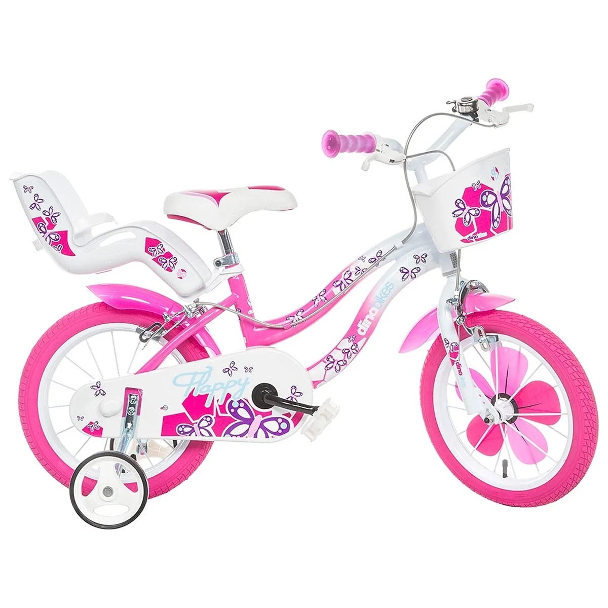 Bicicleta copii 14", 4-7 ani,  Dino Bikes Flappy roz [1]