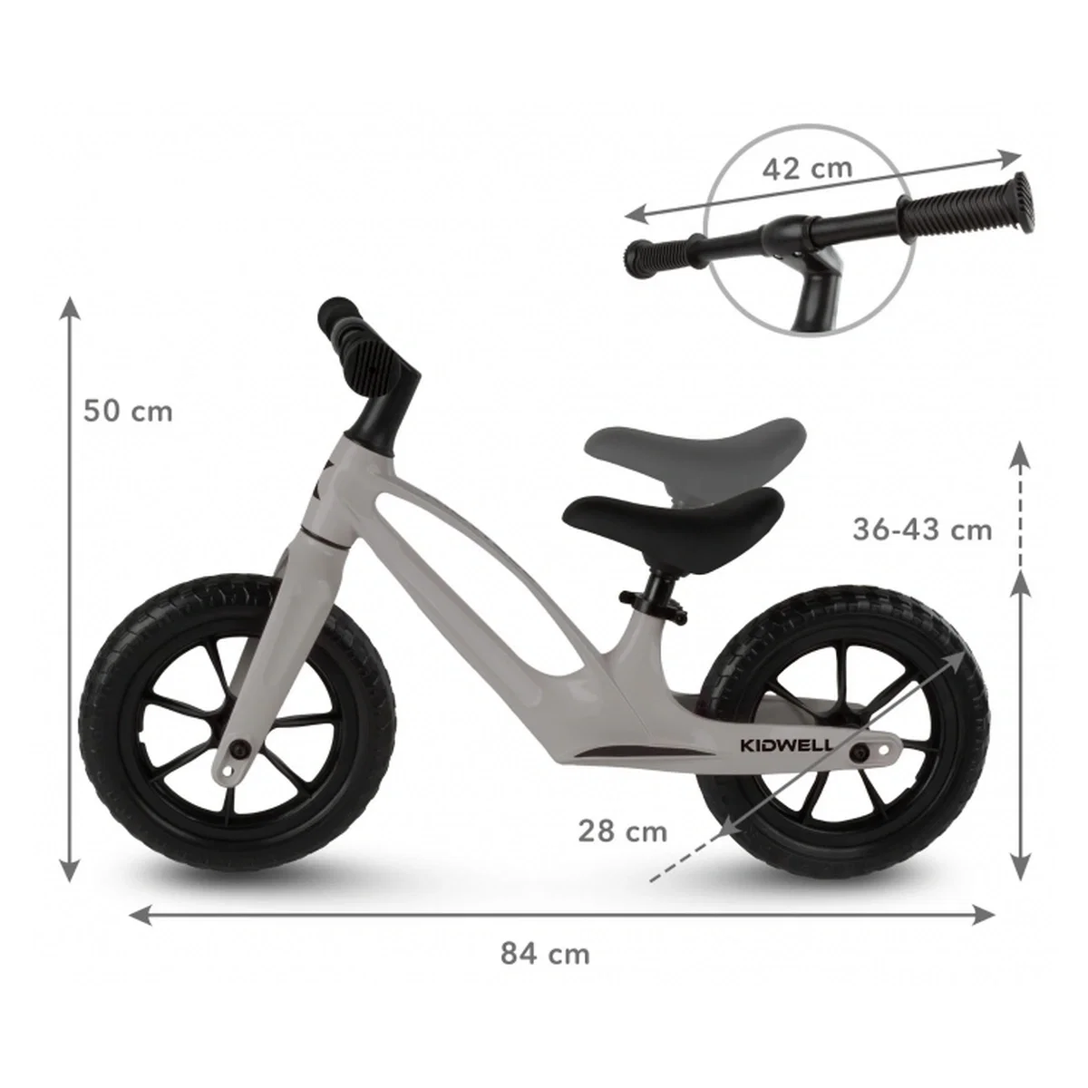 Bicicleta fara pedale, cadru magneziu, roti EVA, Kidwell VITO - Gri 2 ani+ [10]