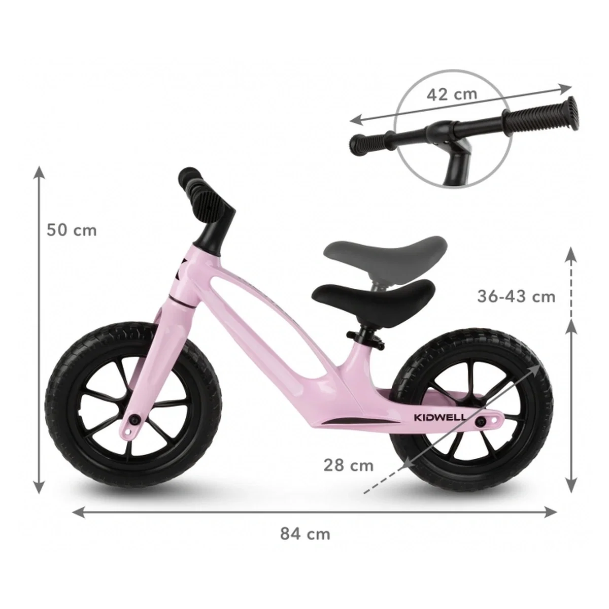 Bicicleta fara pedale, cadru magneziu, roti EVA, Kidwell VITO - Roz 2 ani+ [9]