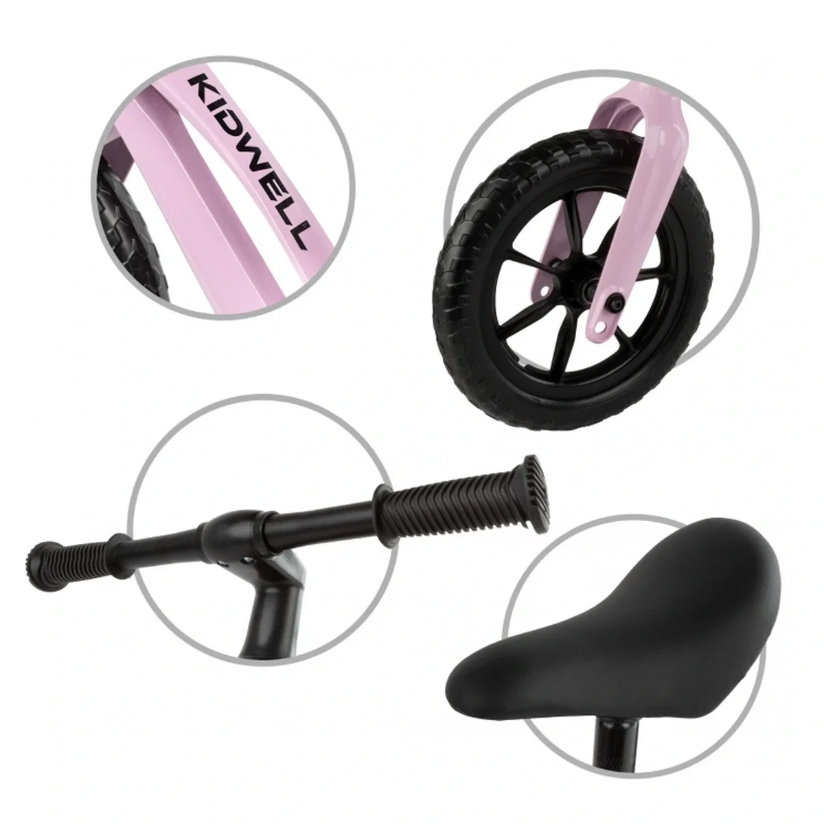 Bicicleta fara pedale, cadru magneziu, roti EVA, Kidwell VITO - Roz 2 ani+ [4]