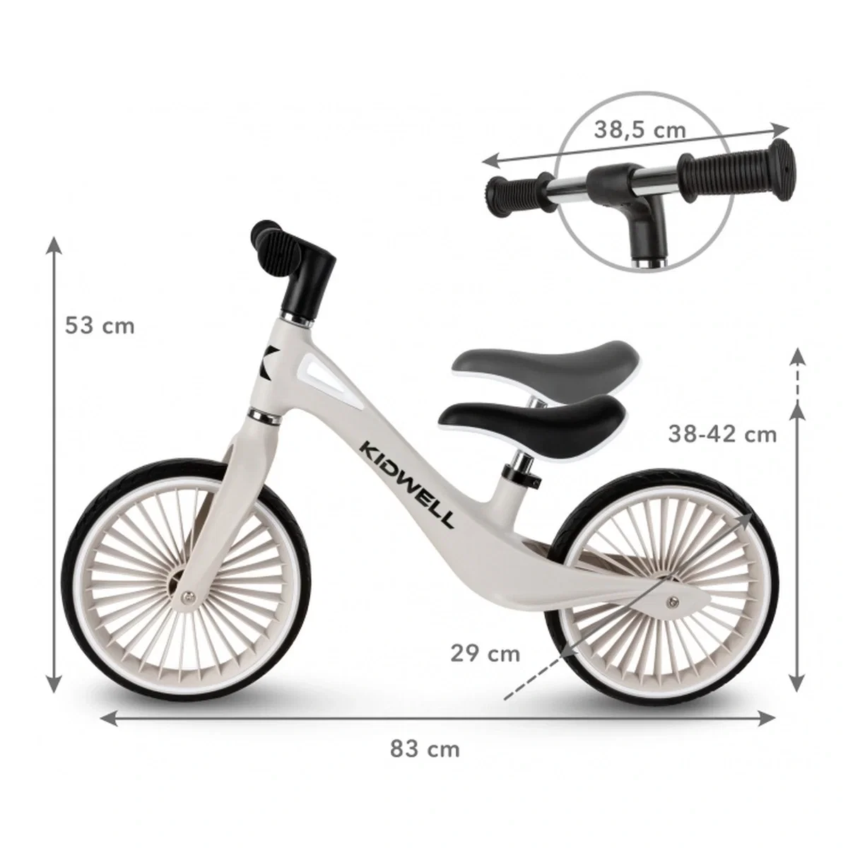 Bicicleta fara pedale, cadru nailon, roti PU, Kidwell NIX - Gri 2 ani+ [9]