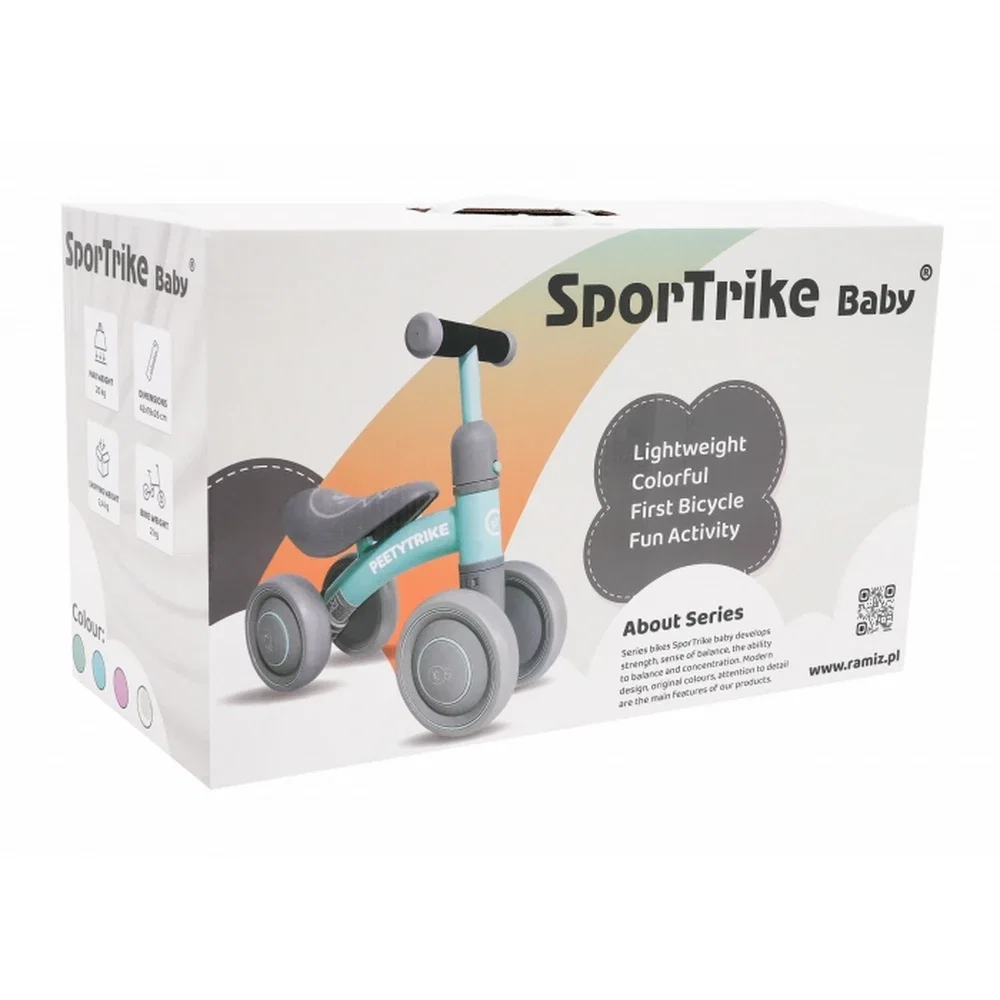 Bicicleta fara pedale cu 4 roti din plastic SporTrike - Roz 1 an+ [3]