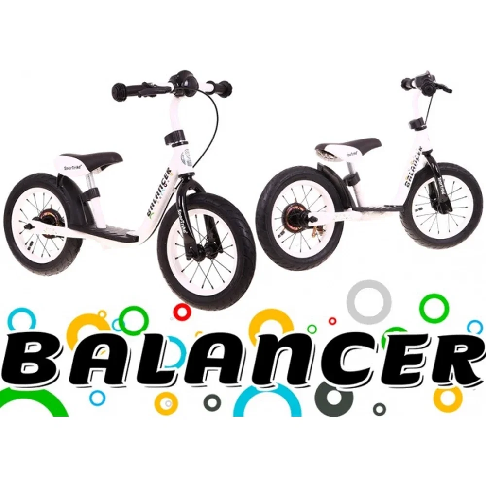 Bicicleta fara pedale cu frana, suport picioare, roti gonflabile, Balancer SporTrike - Alb [5]