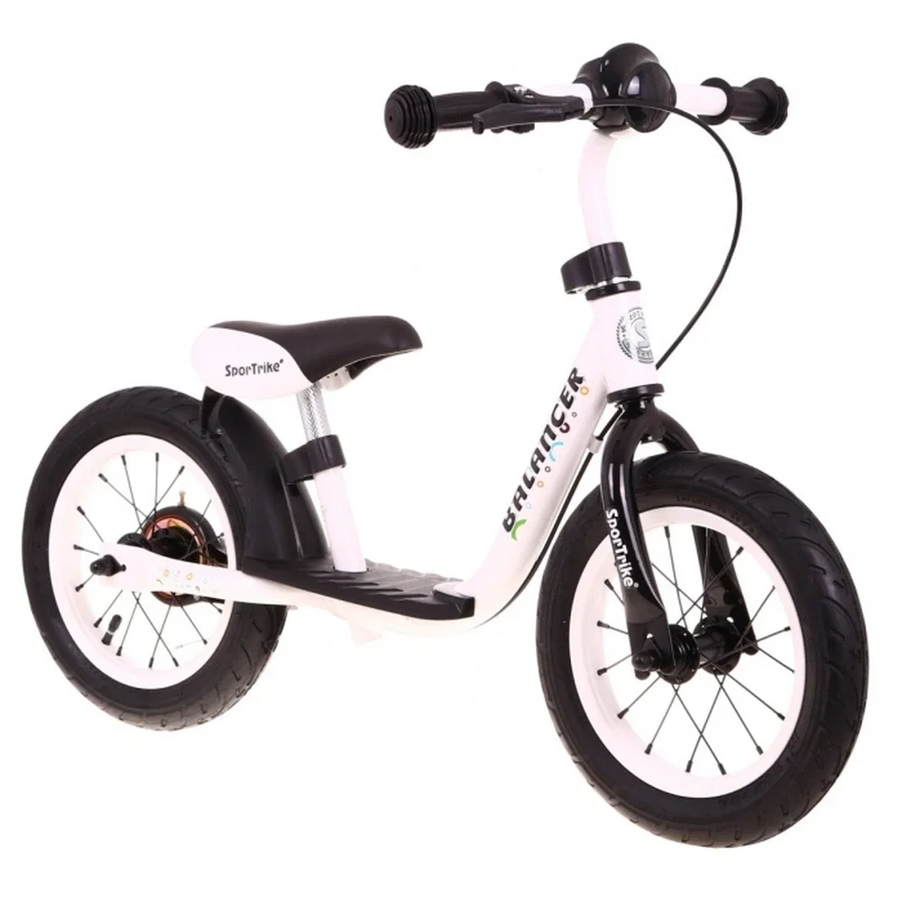 Bicicleta fara pedale cu frana, suport picioare, roti gonflabile, Balancer SporTrike - Alb [1]