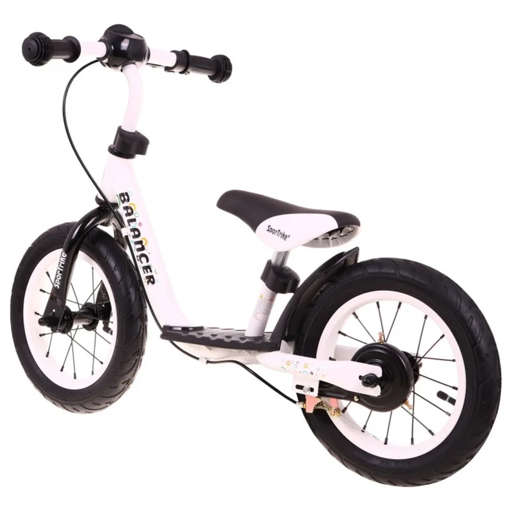 Bicicleta fara pedale cu frana, suport picioare, roti gonflabile, Balancer SporTrike - Alb [2]