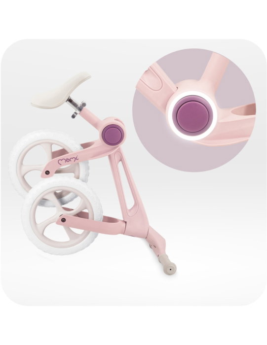 Bicicleta fara pedale, pliabila, Momi Noru, 2 ani+, 12”, sezut reglabil - Roz [6]