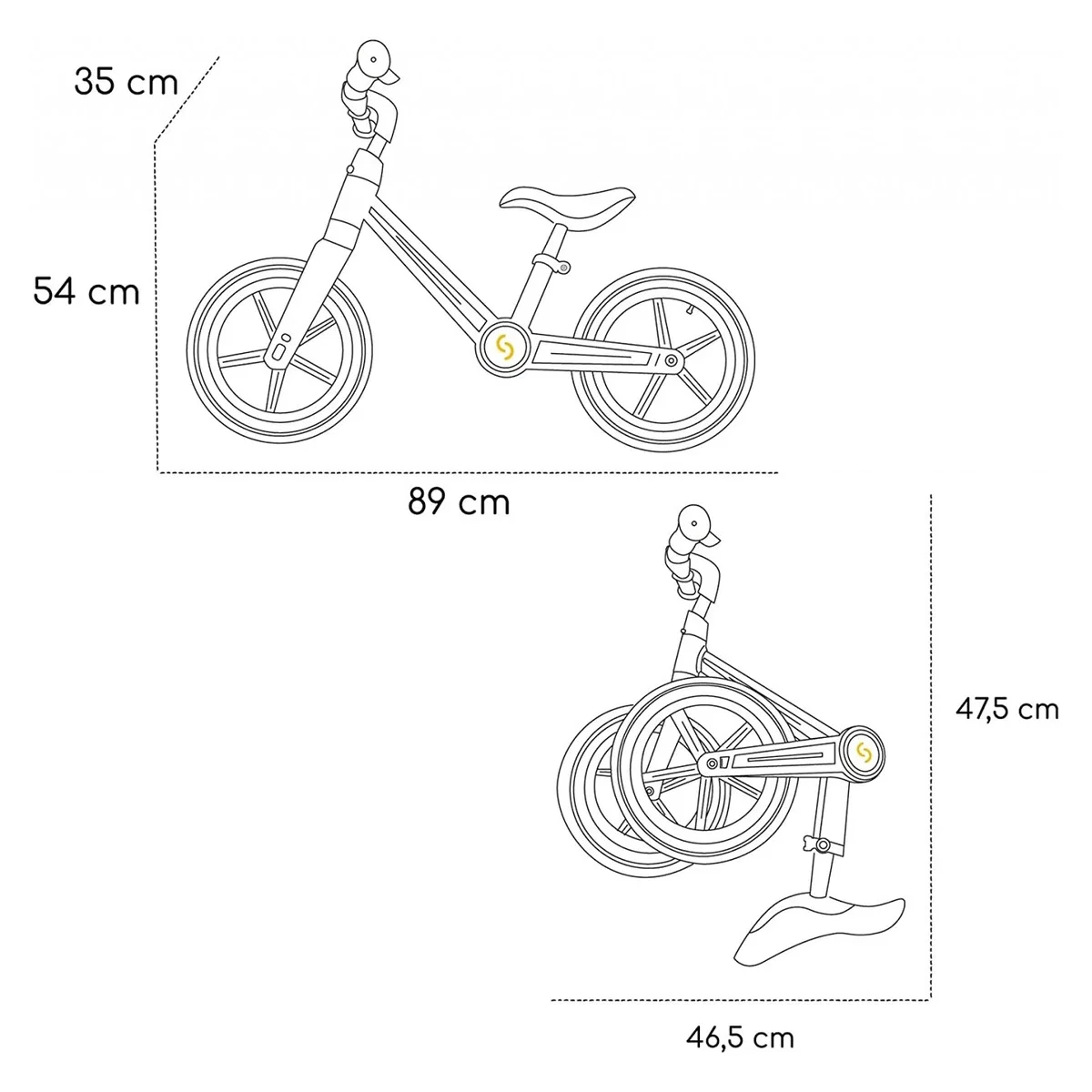 Bicicleta pliabila fara pedale Skiddou Ronny, Galben 2 ani [4]
