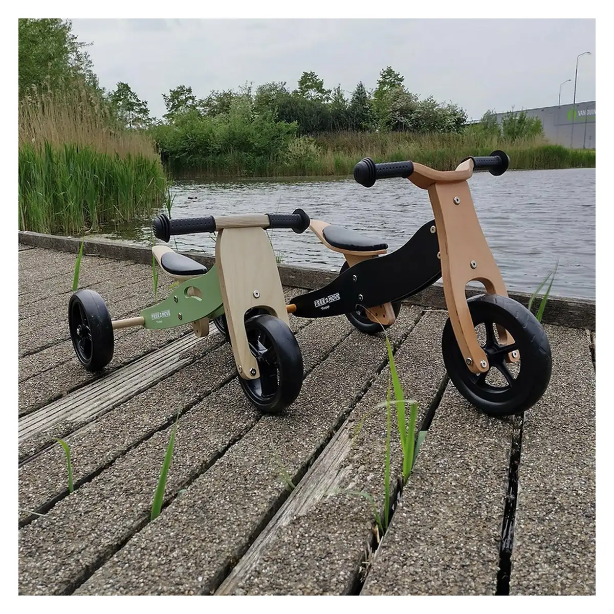 Bicicleta/tricicleta fara pedale din lemn, 2 in 1, Functie de bicicleta echilibru, Sa reglabila, Manere antiderapante, [6]