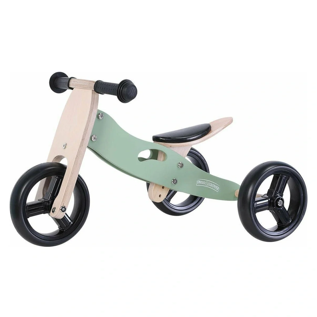 Bicicleta/tricicleta fara pedale, Free2Move, Din lemn, 2 in 1, Functie de bicicleta echilibru, 1-3 ani, Mint [1]