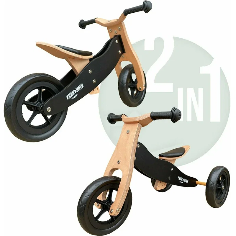 Bicicleta/tricicleta fara pedale, Free2Move, Din lemn, 2 in 1, Functie de bicicleta echilibru, 18 luni - 3 ani [2]