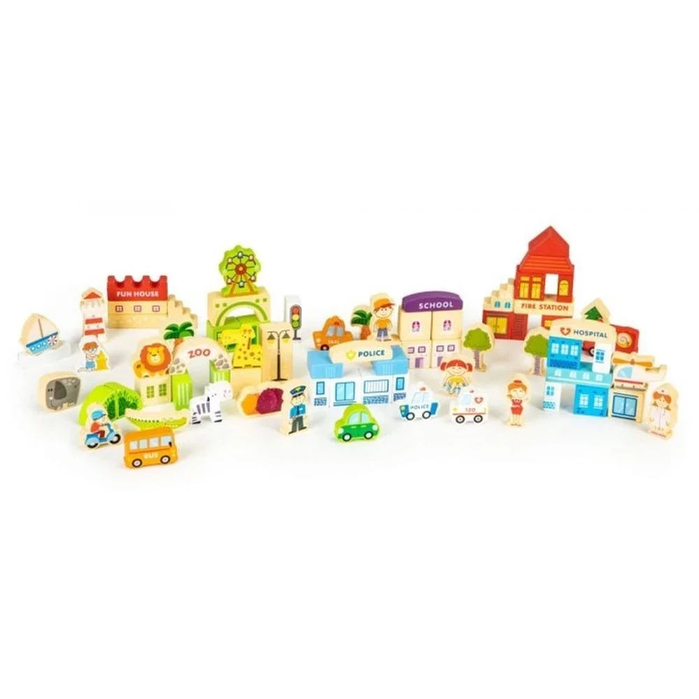 Blocuri din lemn Zoo - 120 elemente Ecotoys 3 ani+ [1]