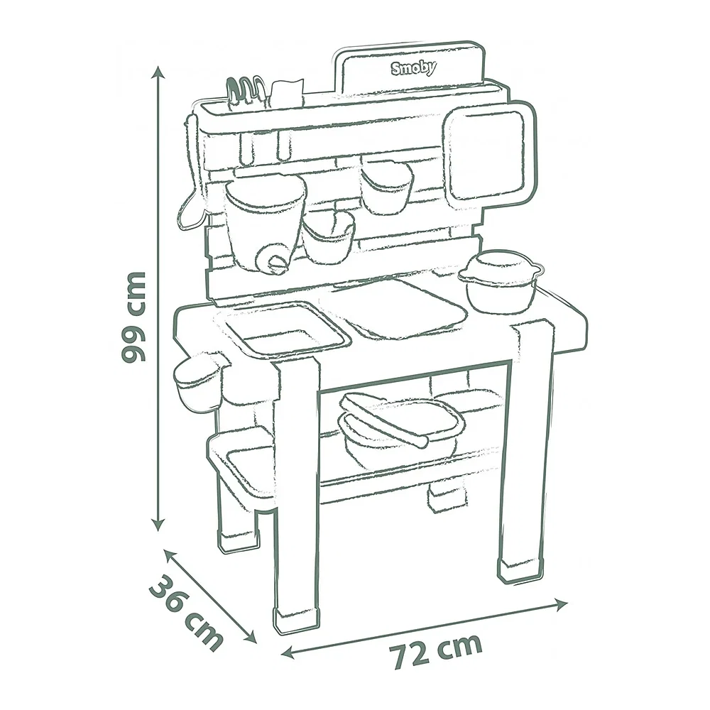 Bucatarie Smoby Mud Kitchen cu 15 accesorii 3 ani + [2]