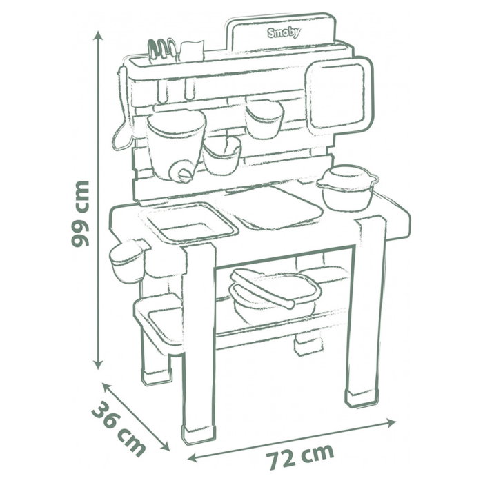 Bucatarie Smoby Mud Kitchen cu 15 accesorii 3 ani + [2]