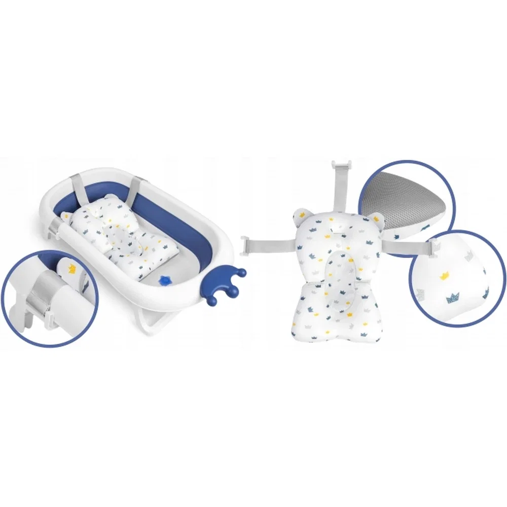 Cadita de baie pliabila, cu dop de scurgere si pernita inclusa Ricokids - Albastru 6 ani [7]