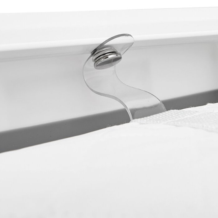 Cadita de baie pliabila, Qmini, Foldy Pro Care, Cu suport metalic si masuta de infasat, Cu termometru electronic, Cu dop si furtun pentru scurgere, Antiderapanta, 80×49 cm, Alb/Gri [20]