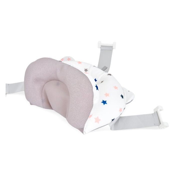 Cadita de baie pliabila, Qmini, Foldy Pro, Cu suport metalic si pernuta de baie, Cu termometru electronic, Cu dop si furtun pentru scurgere, Antiderapanta, 80×49 cm, Alb/Gri [25]