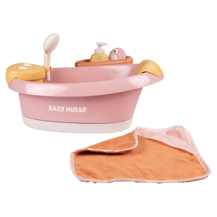 Cadita pentru papusa Smoby Baby Nurse Balneo Bath roz cu 3 accesorii [1]