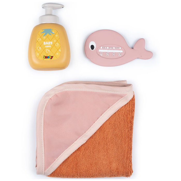 Cadita pentru papusa Smoby Baby Nurse Balneo Bath roz cu 3 accesorii [3]