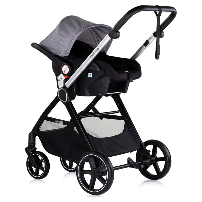 Carucior Bebe 3 in 1 Chipolino Marbella Cloud Grey, cu Landou, Scaun Auto i-Size si Geanta 0 luni [10]