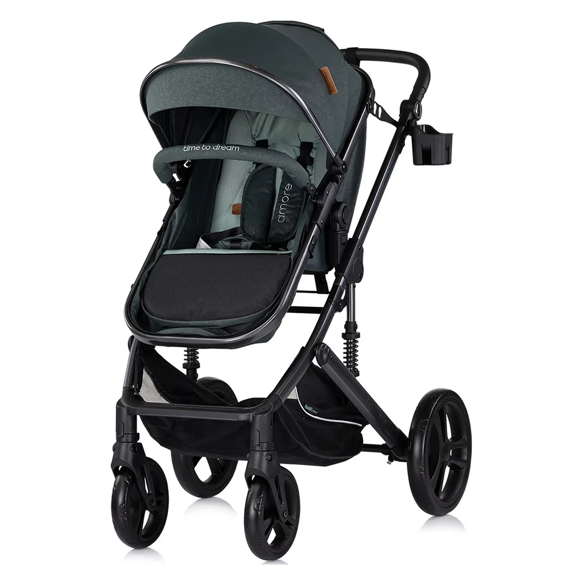 Carucior Bebe 2 in 1 Chipolino Amore Basil, Sezut Reversibil si Transformabil in Landou, cu Geanta si Accesorii 0 luni [2]