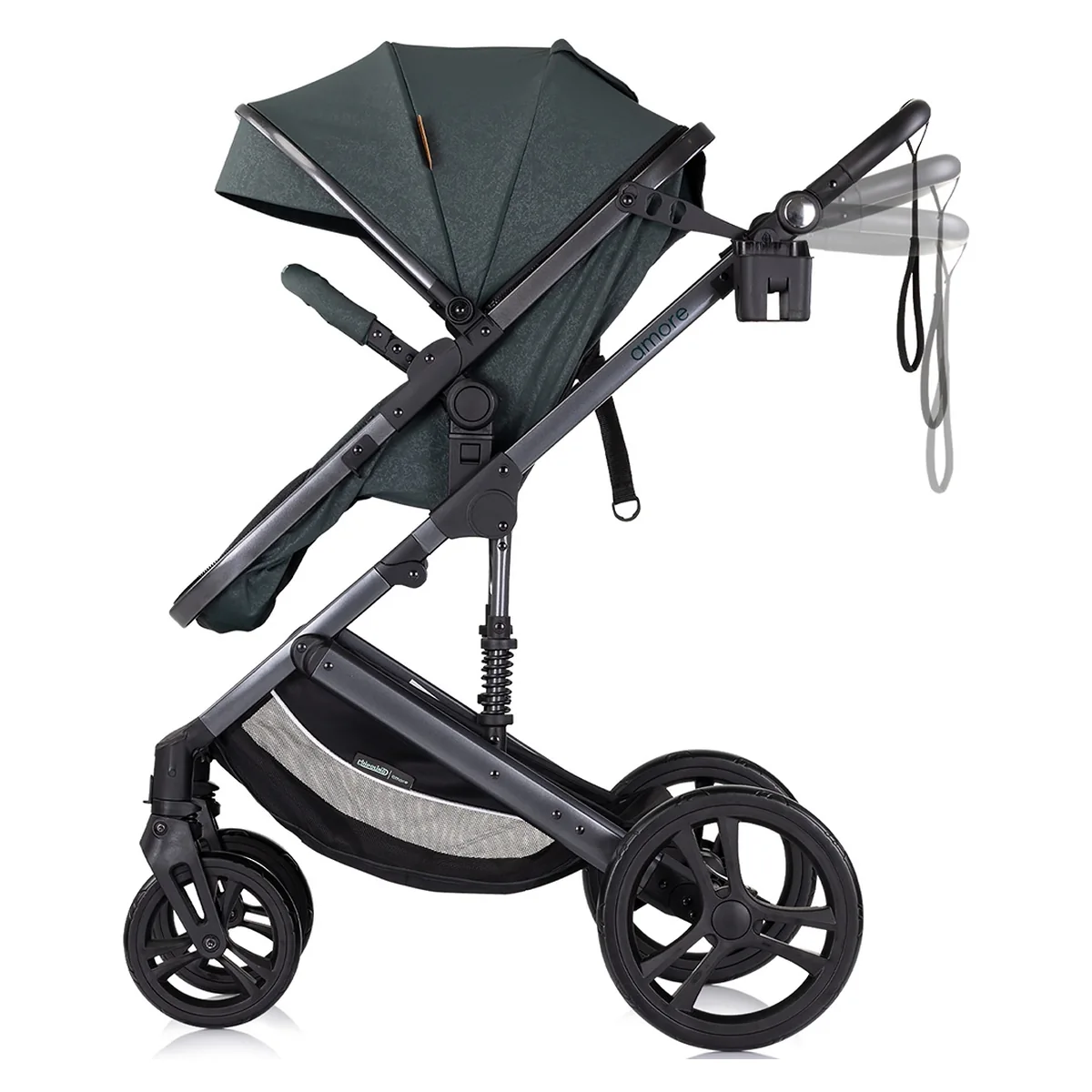 Carucior Bebe 2 in 1 Chipolino Amore Basil, Sezut Reversibil si Transformabil in Landou, cu Geanta si Accesorii 0 luni [5]