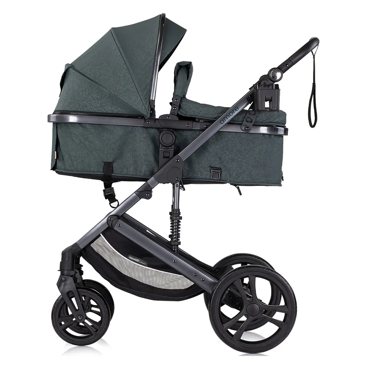 Carucior Bebe 2 in 1 Chipolino Amore Basil, Sezut Reversibil si Transformabil in Landou, cu Geanta si Accesorii 0 luni [7]