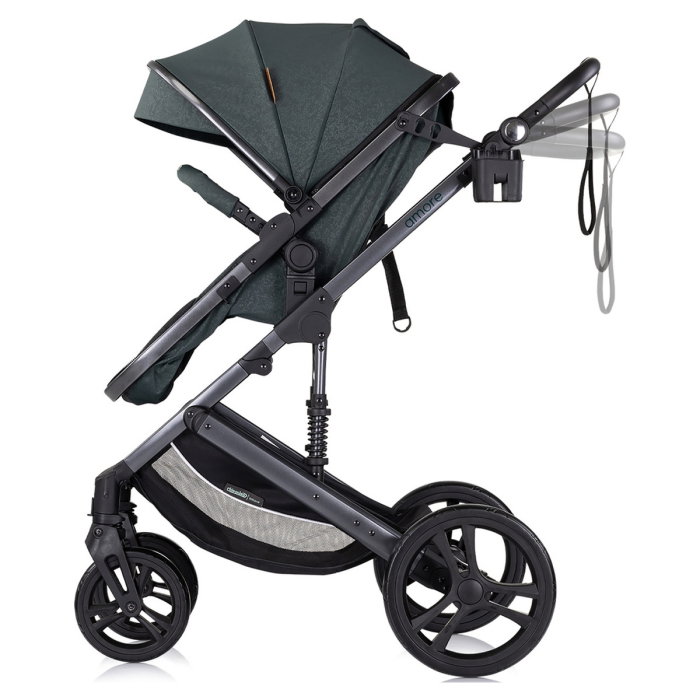 Carucior Bebe 2 in 1 Chipolino Amore Basil, Sezut Reversibil si Transformabil in Landou, cu Geanta si Accesorii 0 luni [5]