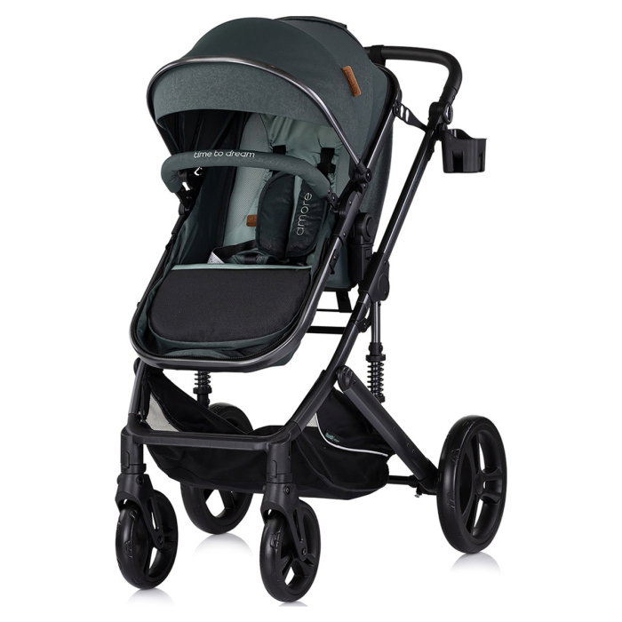 Carucior Bebe 2 in 1 Chipolino Amore Basil, Sezut Reversibil si Transformabil in Landou, cu Geanta si Accesorii 0 luni [2]