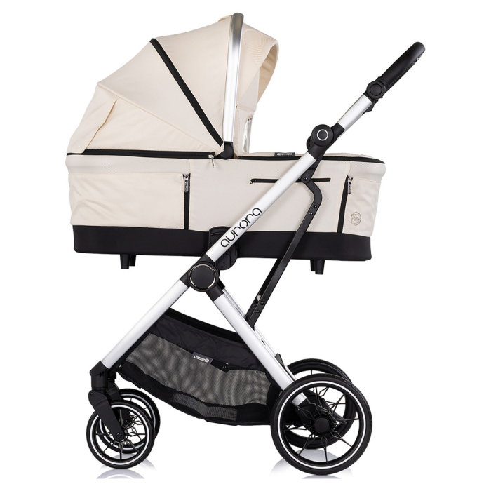 Carucior Chipolino Aurora 3 in 1, pana la 22 kg, scoica auto i-size, cadru usor, pliere usoara, husa picioare, sezut reversibil, gentuta inclusa, Cashmere [3]