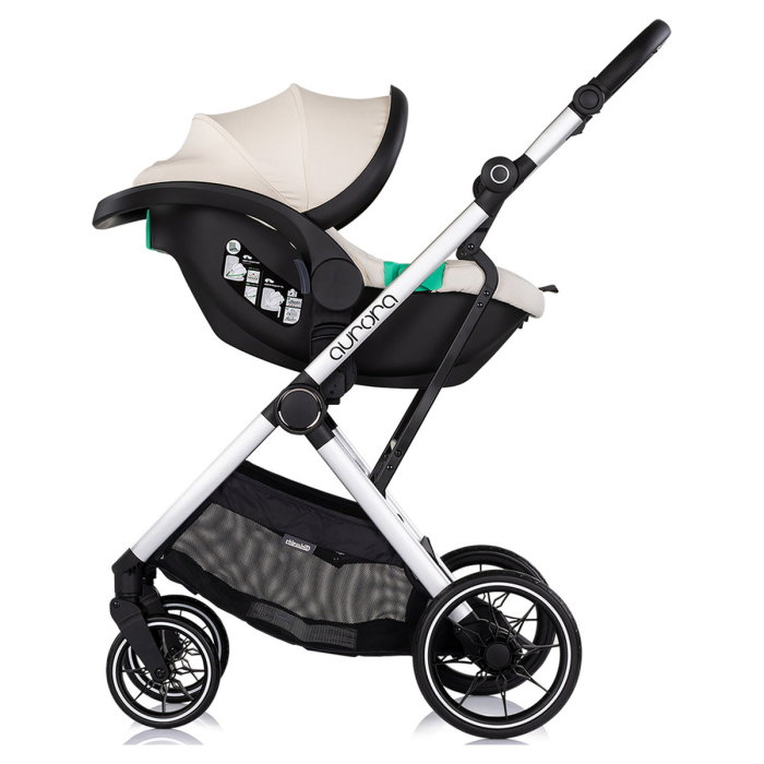 Carucior Chipolino Aurora 3 in 1, pana la 22 kg, scoica auto i-size, cadru usor, pliere usoara, husa picioare, sezut reversibil, gentuta inclusa, Cashmere [13]