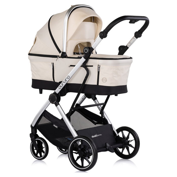 Carucior Chipolino Aurora 3 in 1, pana la 22 kg, scoica auto i-size, cadru usor, pliere usoara, husa picioare, sezut reversibil, gentuta inclusa, Cashmere [2]