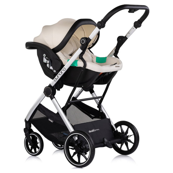 Carucior Chipolino Aurora 3 in 1, pana la 22 kg, scoica auto i-size, cadru usor, pliere usoara, husa picioare, sezut reversibil, gentuta inclusa, Cashmere [14]