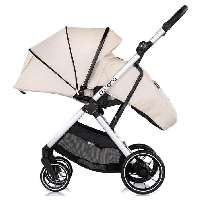 Carucior Chipolino Aurora 3 in 1, pana la 22 kg, scoica auto i-size, cadru usor, pliere usoara, husa picioare, sezut reversibil, gentuta inclusa, Cashmere [12]